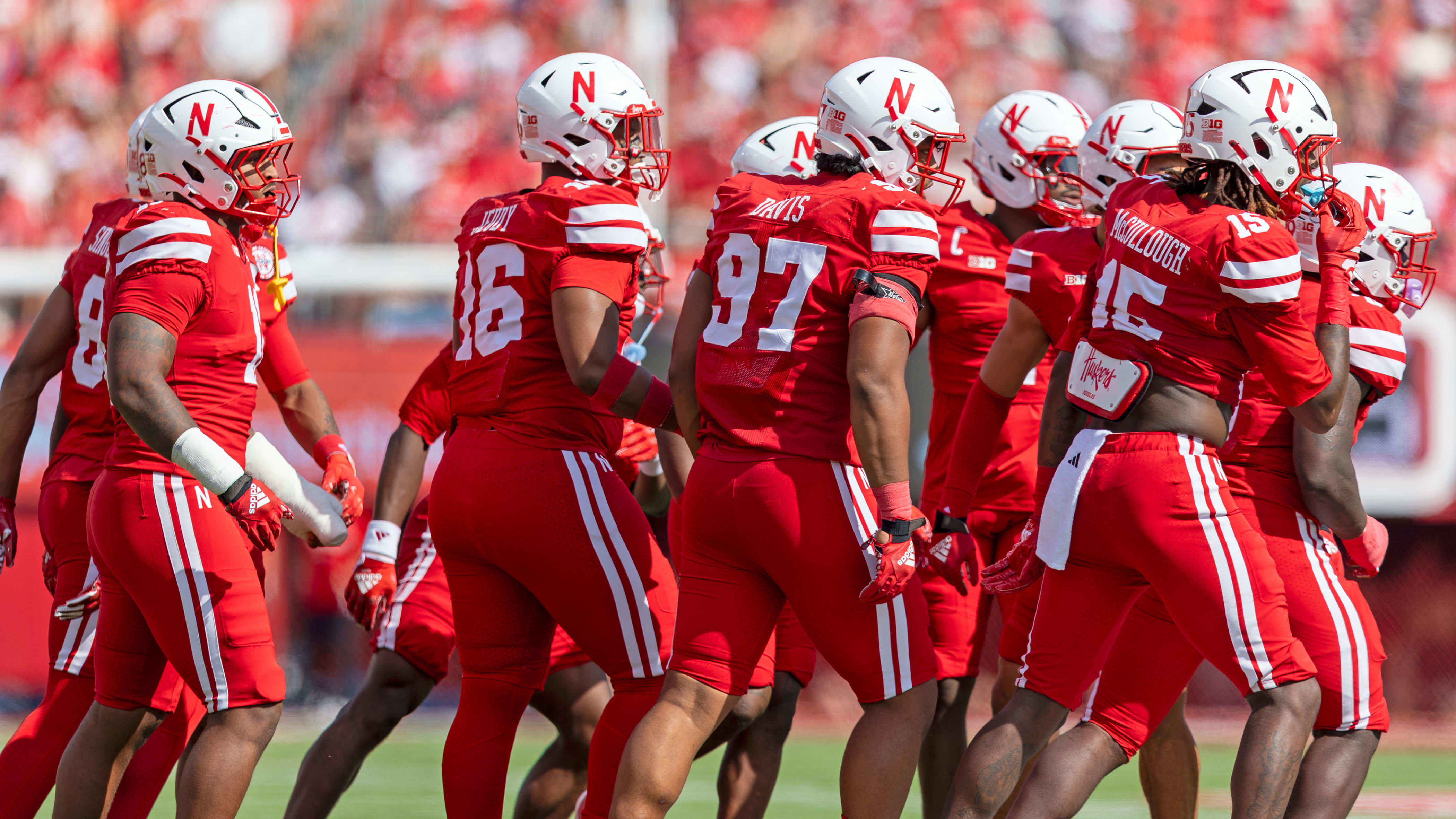 The Blackshirts prepare to take the field for their first defensive series against Houston Christian.