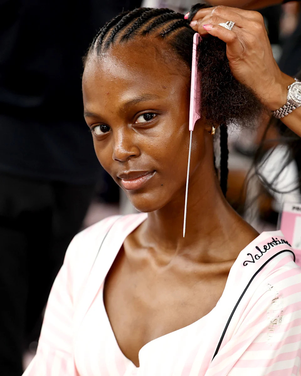 Valentina Castro prepares backstage at the Victoria's Secret Fashion Show 2025.