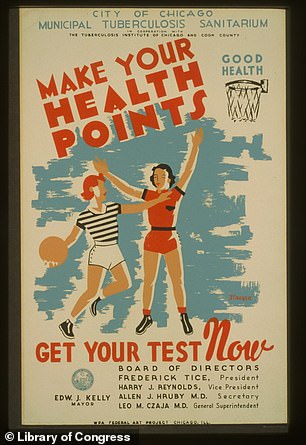 Pictured above is a poster from the Work Projects Administration in the 1930s and '40s on getting tested for tuberculosis