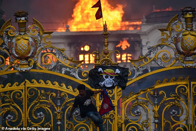 The Gen Z meme could be seen outside the burning seat of Nepal's government during that country's revolution
