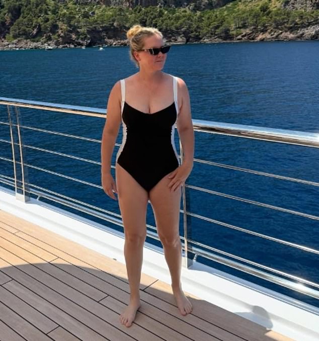 Last month Schumer posed in a one-piece swimsuit while on a yacht. 'Amy definitely has lost a lot of weight in the past three months,' functional nutritionist Monica Partier told the Daily Mail