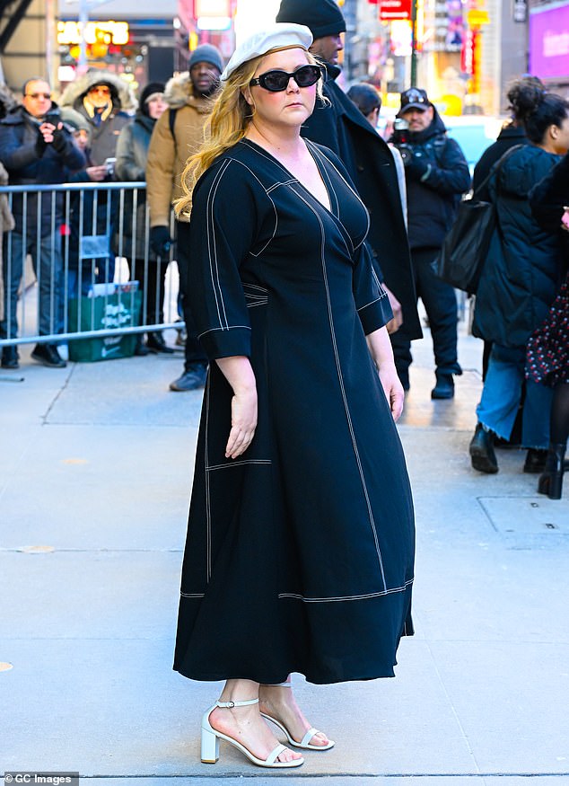 Schumer was fuller but still beautiful in February 2024 outside Good Morning America in NYC