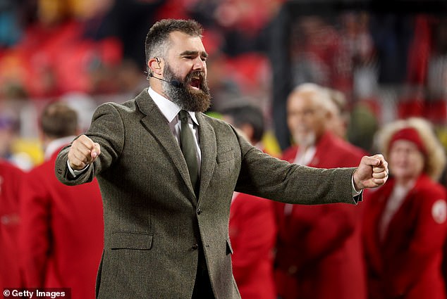 Kelce's brother Jason was working the Chiefs-Commanders game as an analyst for ESPN