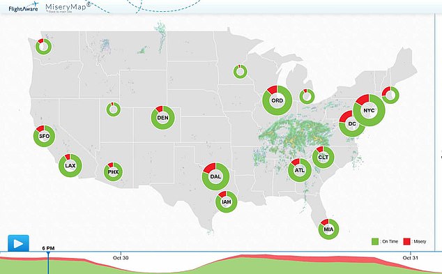 Flight aware misery map october 31 2025
