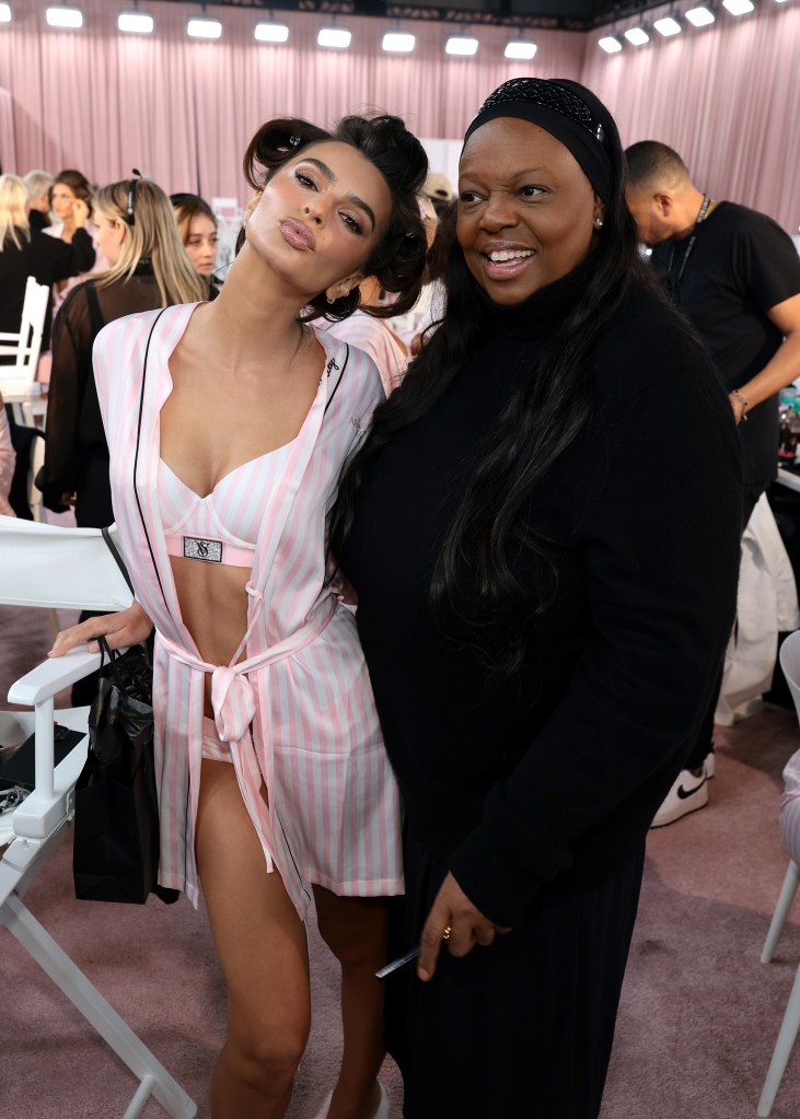 Emily Ratajkowski and Pat McGrath get glammed up backstage before the Victoria's Secret Fashion Show
