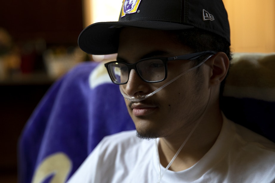 caption: Ethan Noack, 20, is portrayed on Thursday, October 16, 2025, at his home in Lake Tapps.