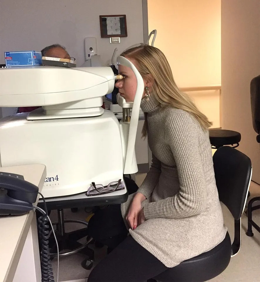 McEwen Baker McEwen visiting an eye specialist in February 2017