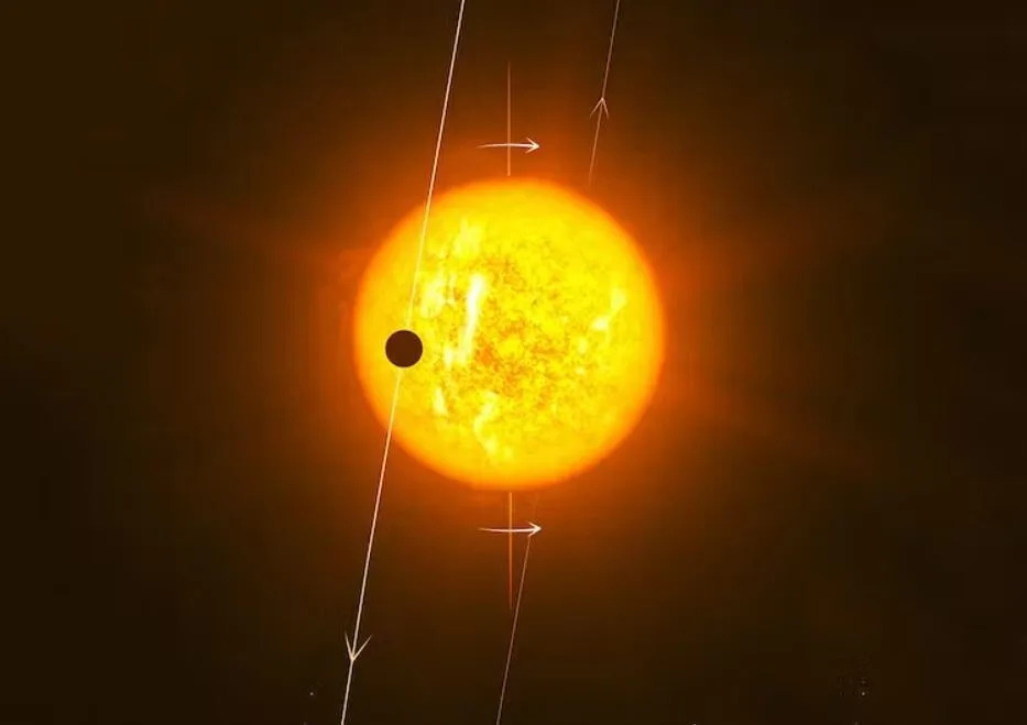 a black orb seen in front of a fiery yellow orb