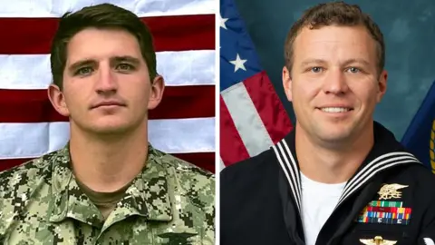 US Department of Justice Special Warfare Officer Christopher Chambers lost his grip and fell into the water during the operation - and Special Warfare Officer First Class Nathan Gage Ingram jumped in to try to save him.