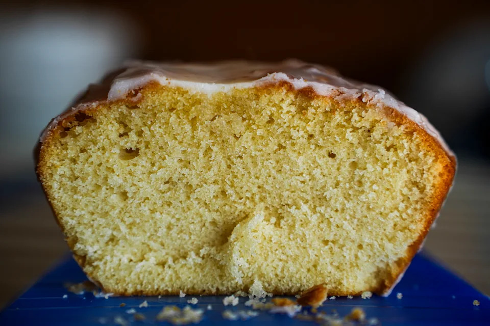 Close up of a homemade lemon cake
