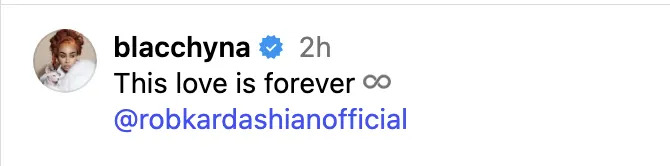 Blac Chyna tagged Rob Kardashian in a romantic Instagram post on Tuesday.
