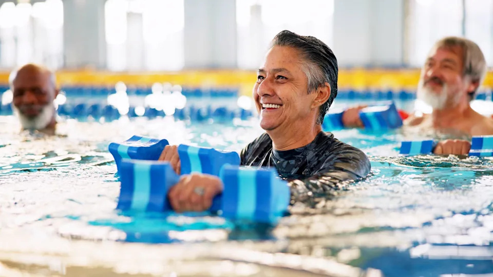 a man doing aqua aerobics