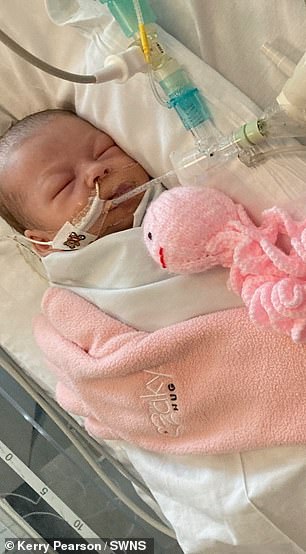 Polly Deehy (pictured here in the hospital) from the UK had to be placed in a ten-day coma after coming down with whooping cough