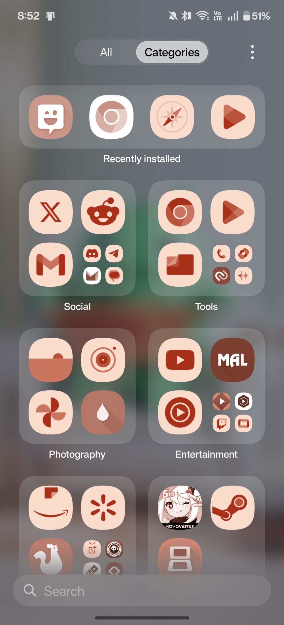 App drawer categories in OxygenOS 16