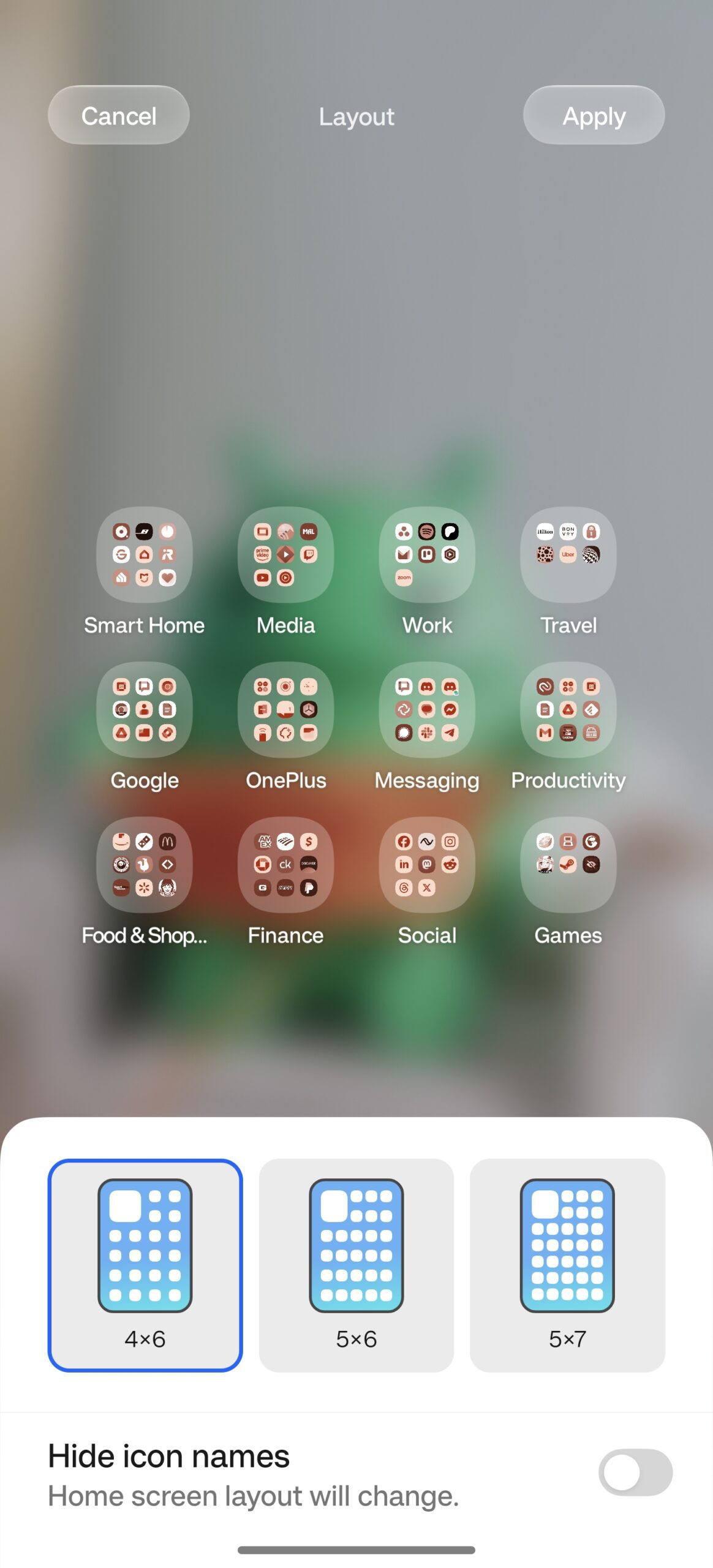 App drawer layout options in OxygenOS 16