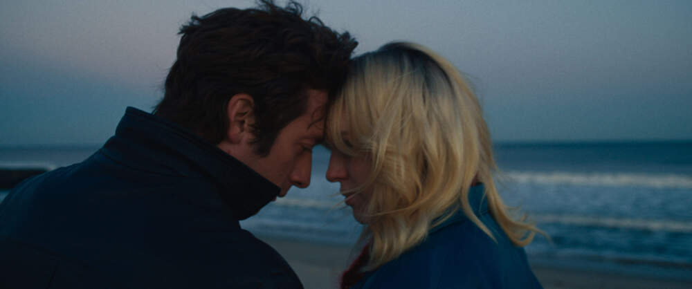 From left: Jeremy Allen White as Bruce Springsteen and Odessa Young as Faye in “Springsteen: Deliver Me from Nowhere.” (Courtesy 20th Century Studios)