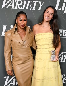 Jordan Chiles and Aly Raisman at Variety's 2025 Power of Women Los Angeles, Presented by Lifetime at the Beverly Hills Hotel on October 29, 2025 in Beverly Hills, California.