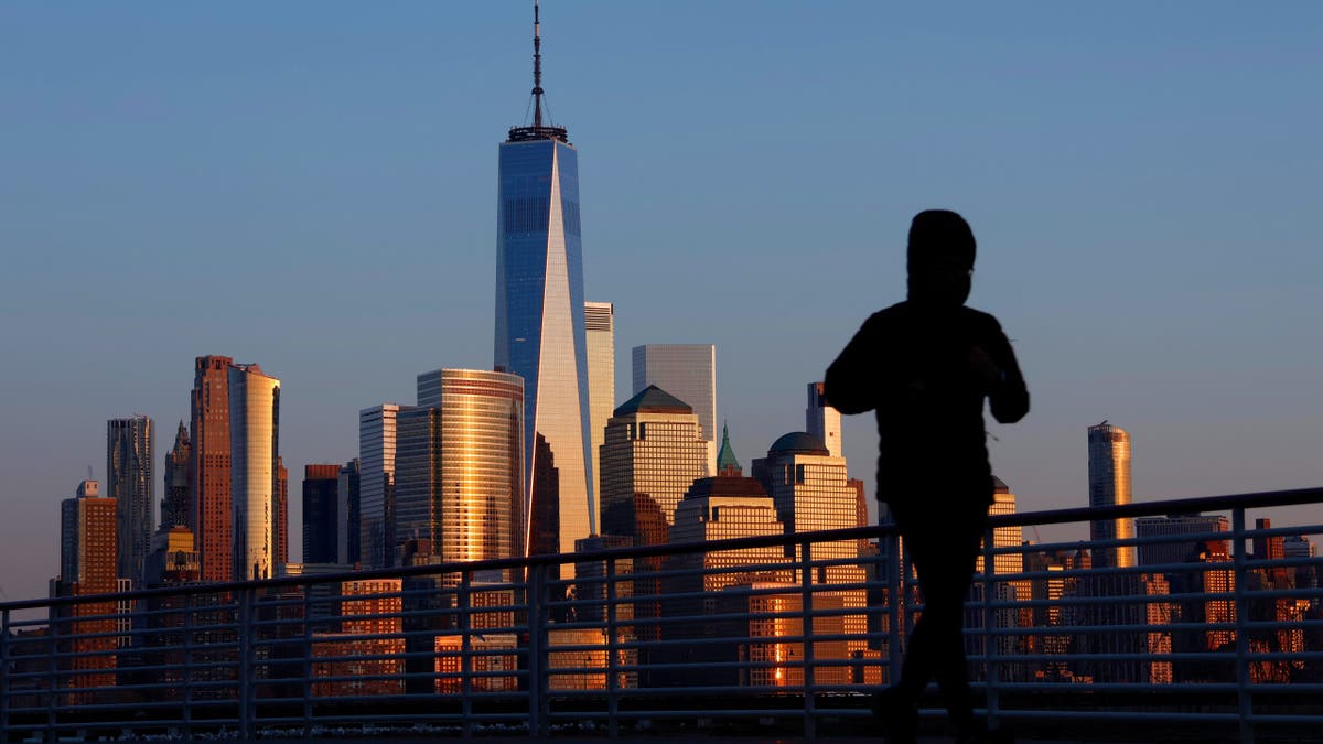 New York City skyline view at sunset