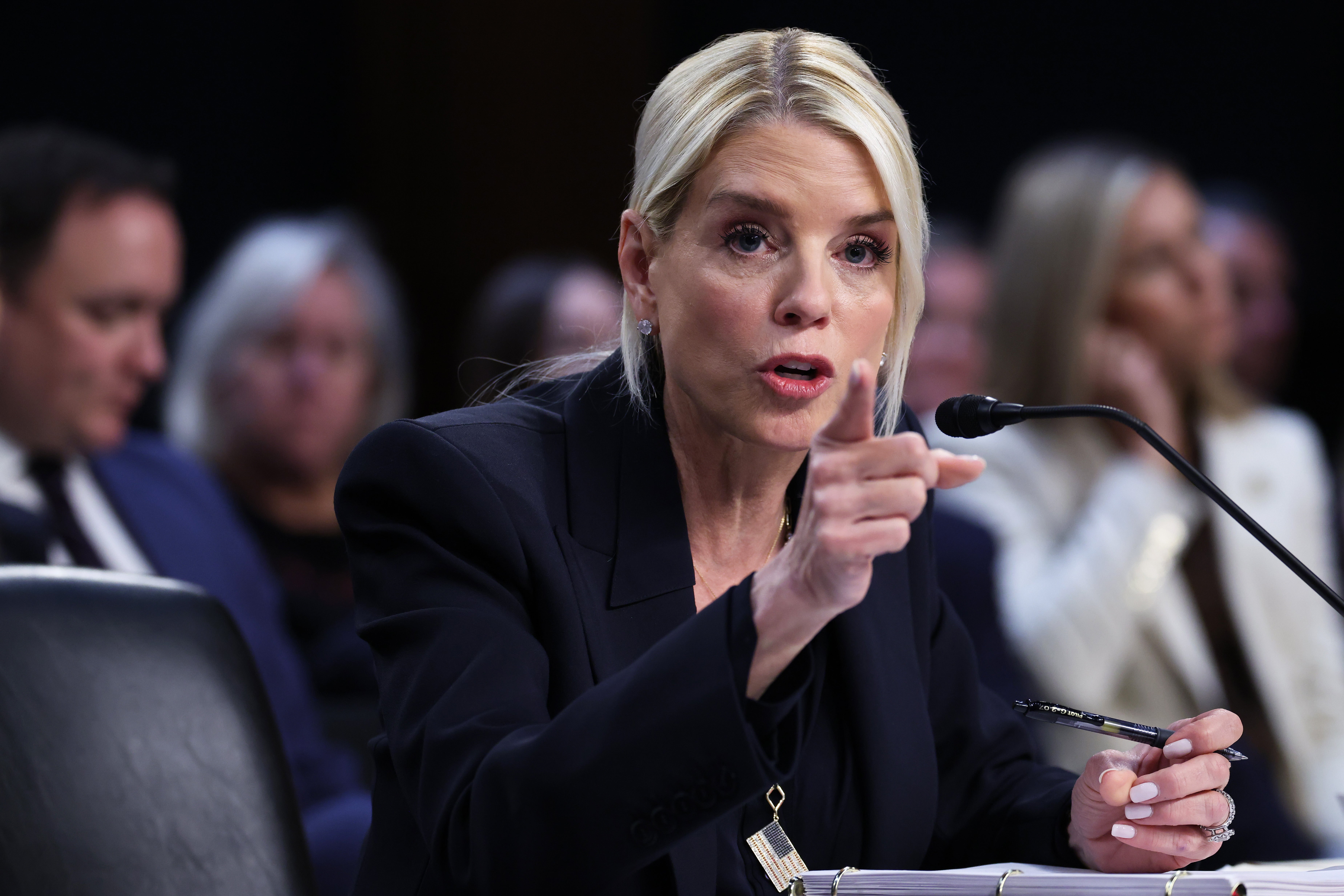 The real Pam Bondi during her Senate hearing earlier this week.