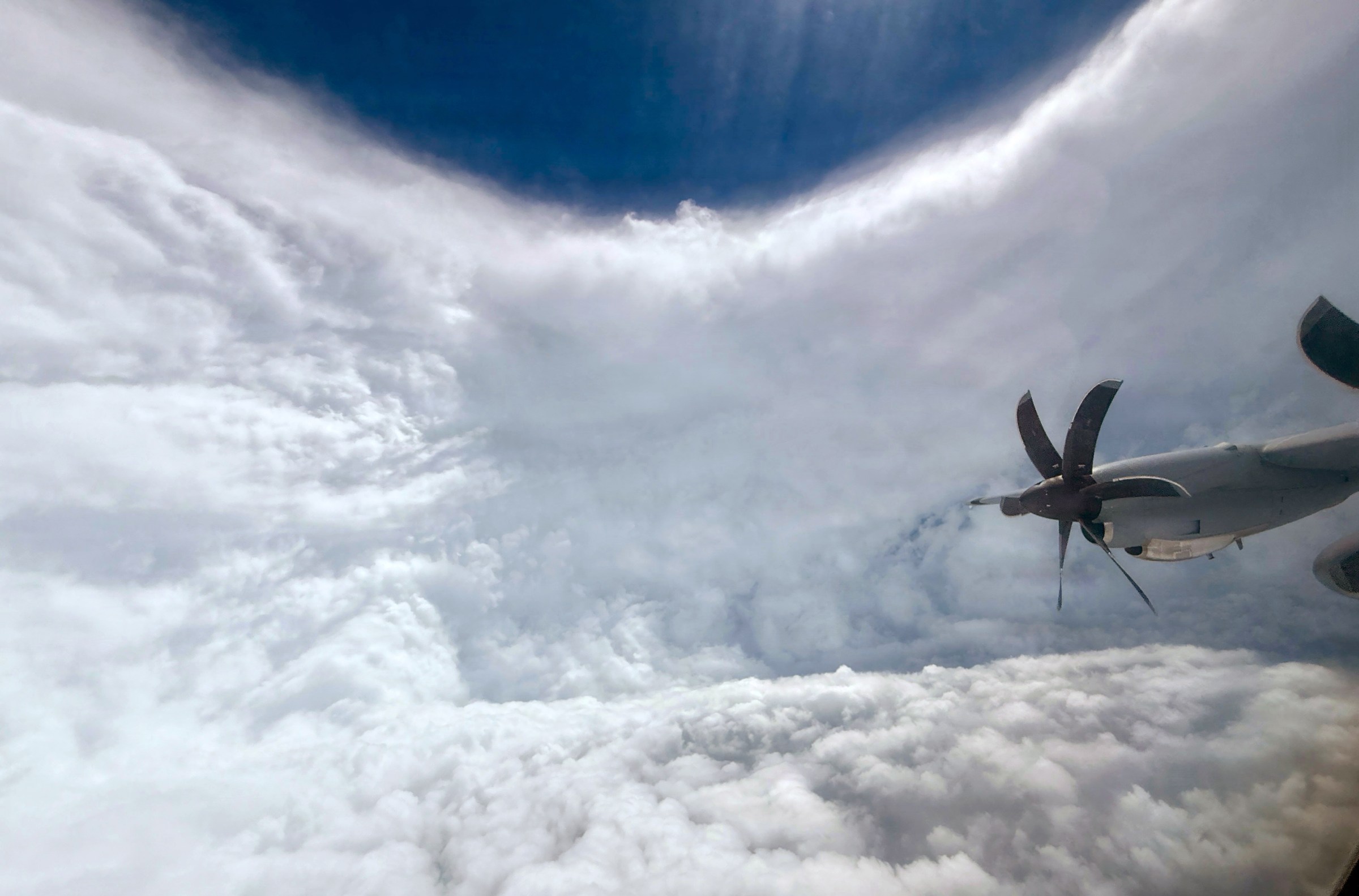 A US Air Force Reserve flying through a hurricane