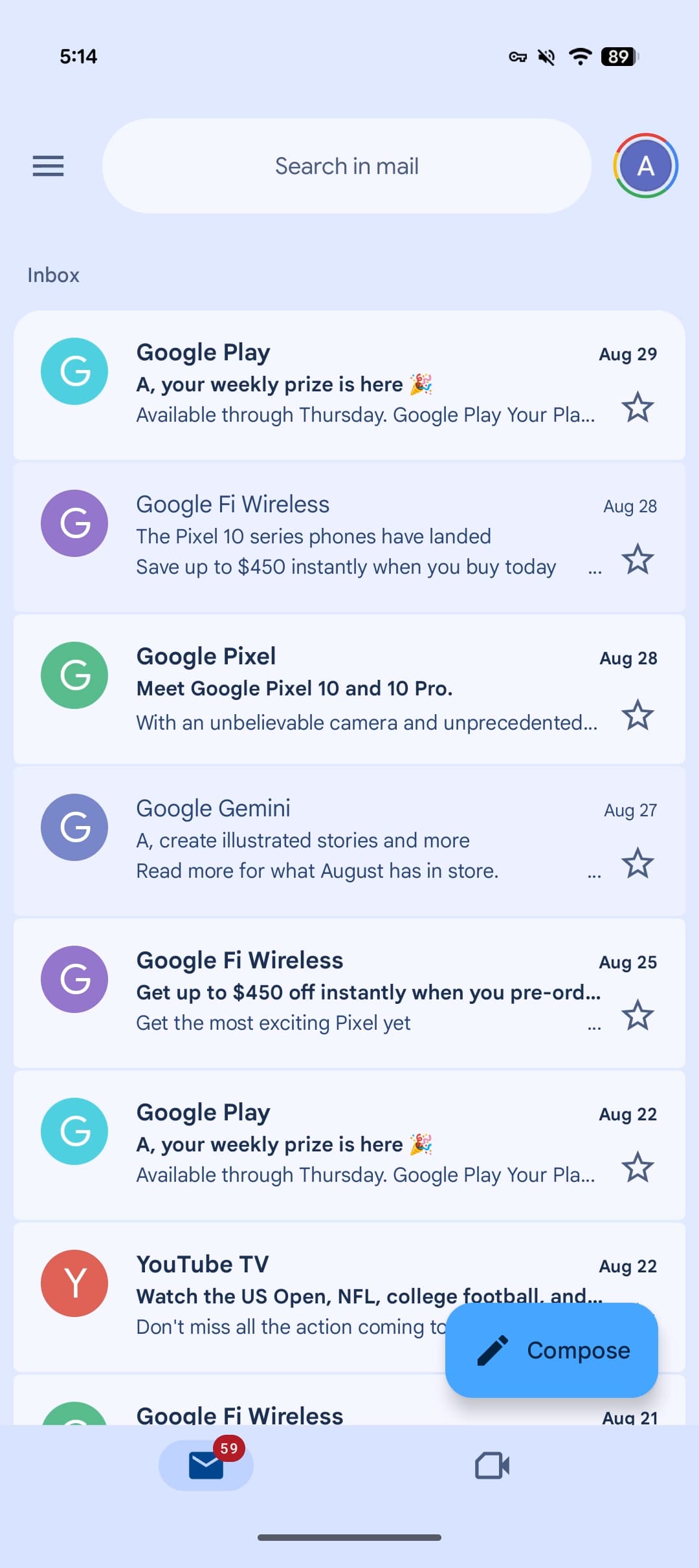Gmail M3 Expressive containers