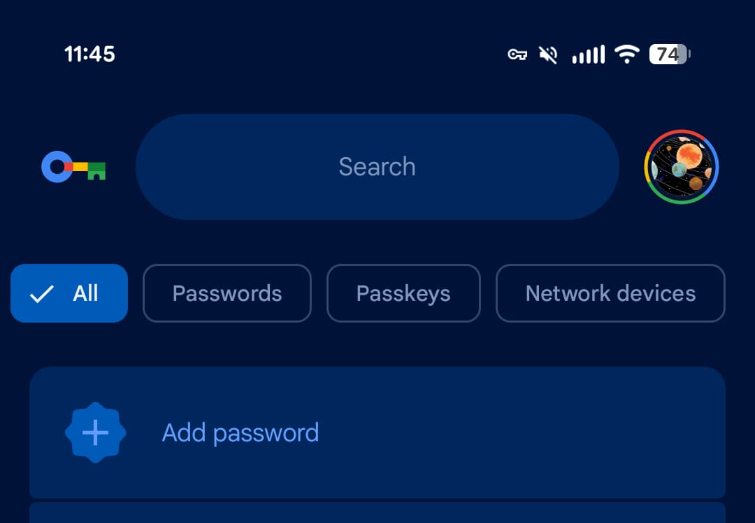 Google Password Manager Expressive