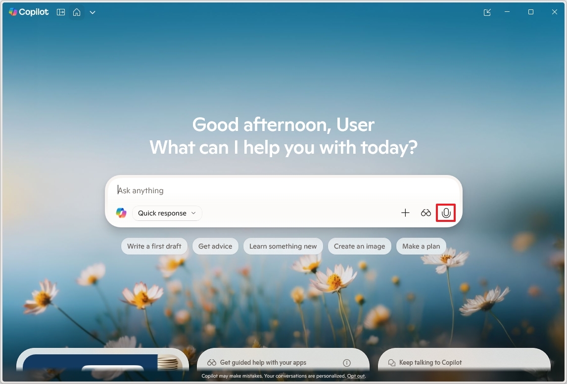 Copilot voice prompt