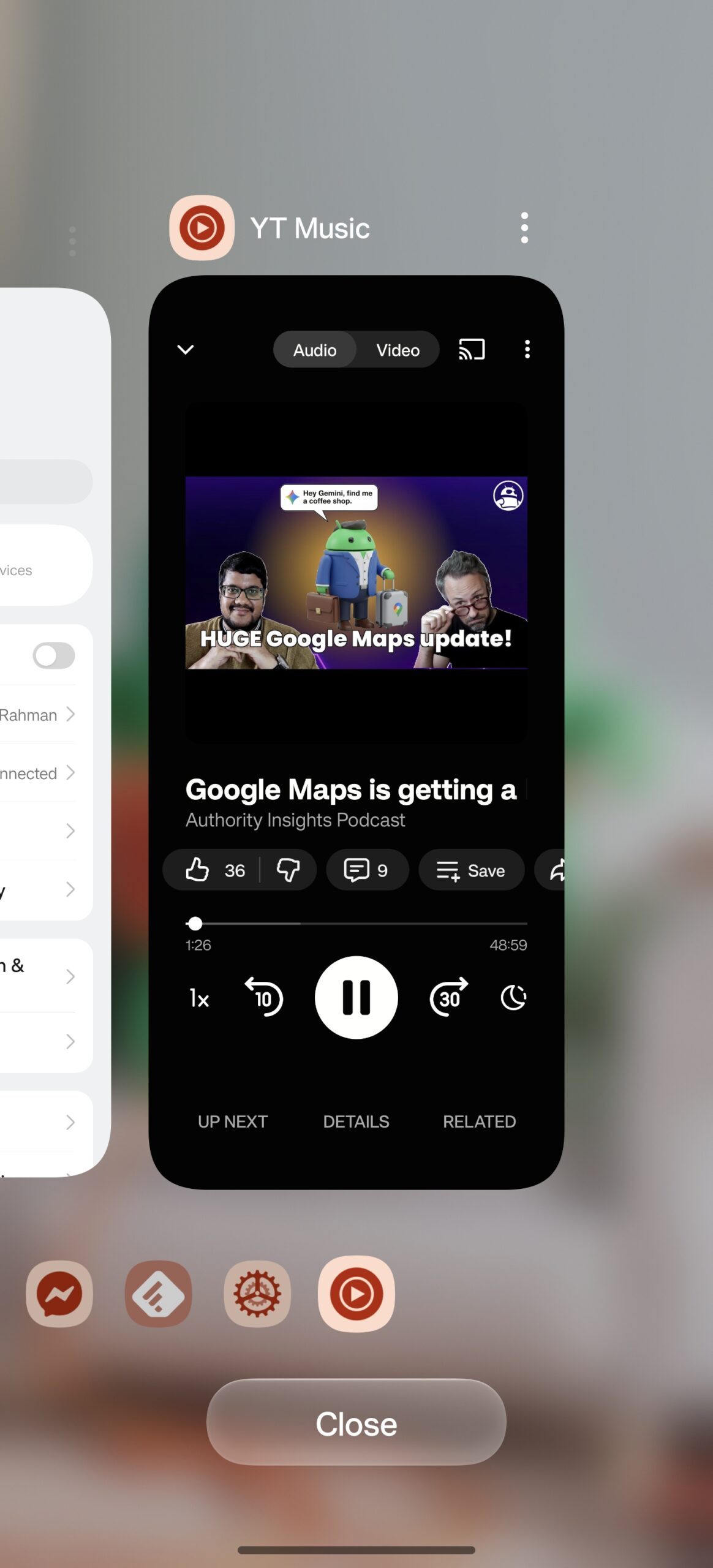 Liquid Glass buttons in recents menu of OxygenOS 16