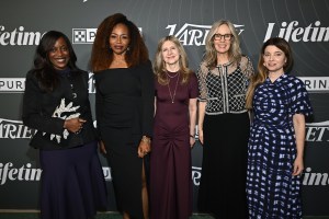 Liz Jenkins, Pearlena Igbokwe, Frances Berwick, Erin Underhill and Beatrice Springborn at Variety's 2025 Power of Women Los Angeles, Presented by Lifetime at the Beverly Hills Hotel on October 29, 2025 in Beverly Hills, California.