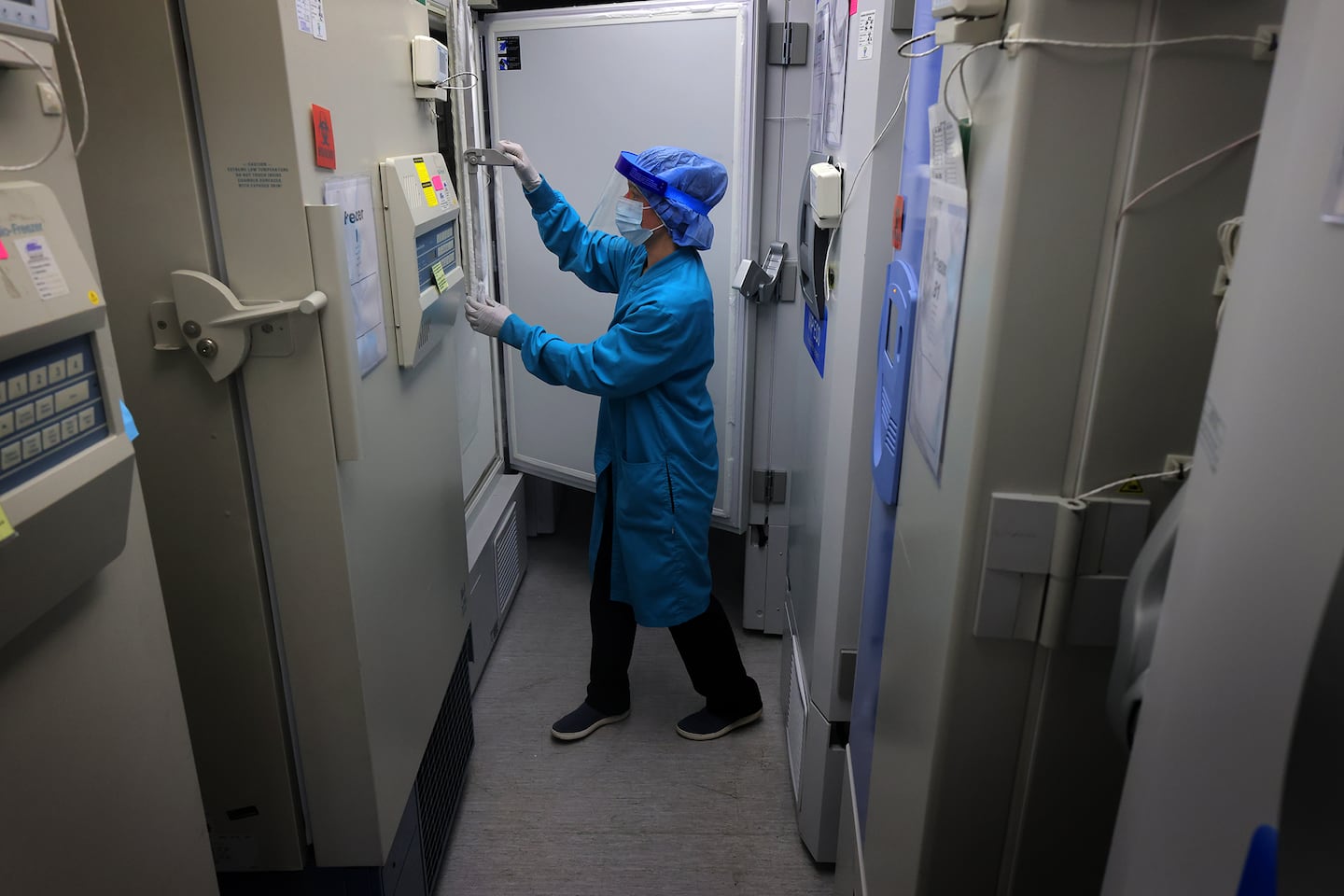 Tissue coordinator and dissectionist Connie Chapman worked in the freezer room at the lab in Belmont.