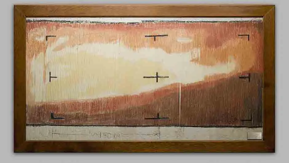 The manually assembled version of the first image of Mars from Mariner 4, which is on display at JPL. Reused courtesy of Haynes Publishing.
Credit: NASA/JPL-Caltech