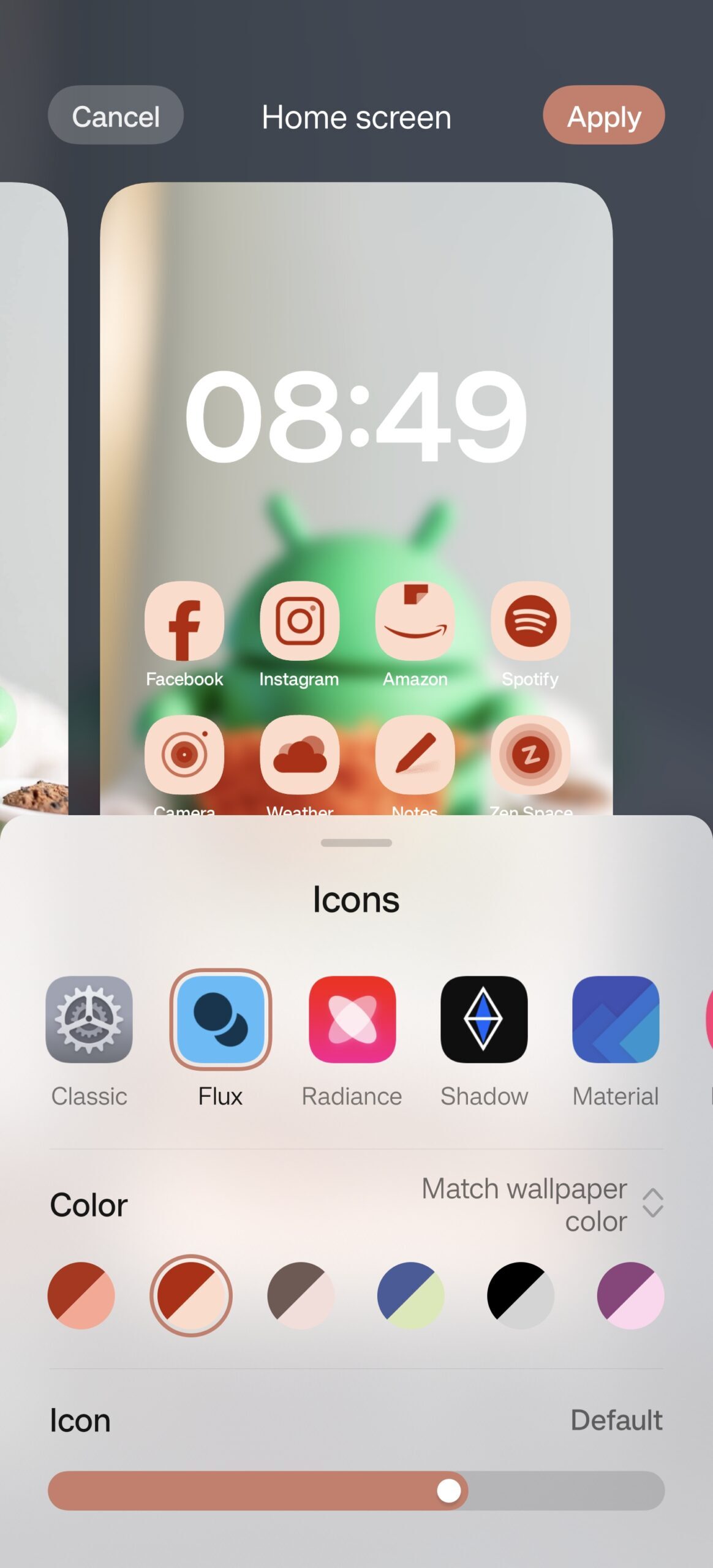 New Flux icon theme option in OxygenOS 16