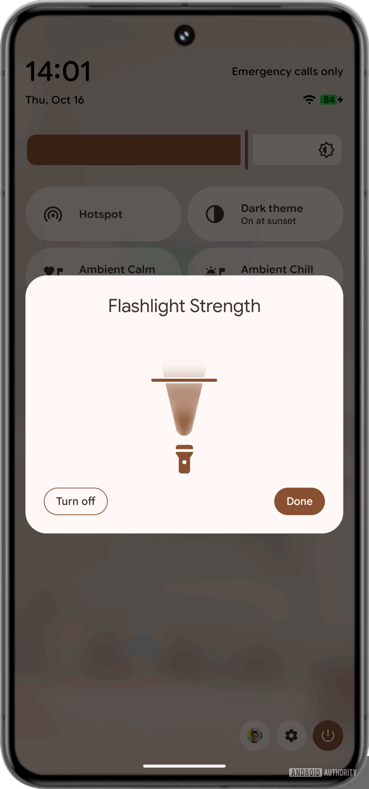 New flashlight brightness control UI in 2510 Android Canary New flashlight brightness control UI in 2510 Android Canary