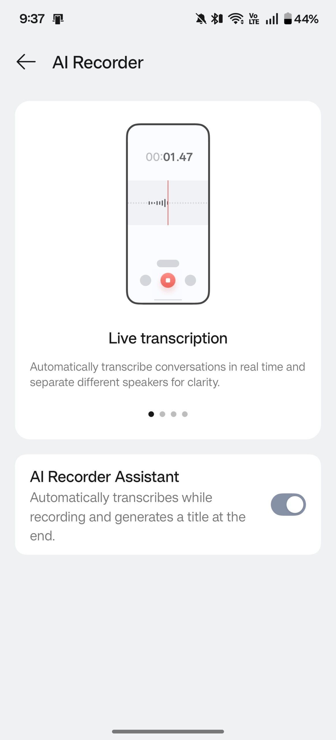 OnePlus AI Recorder settings in OxygenOS 16