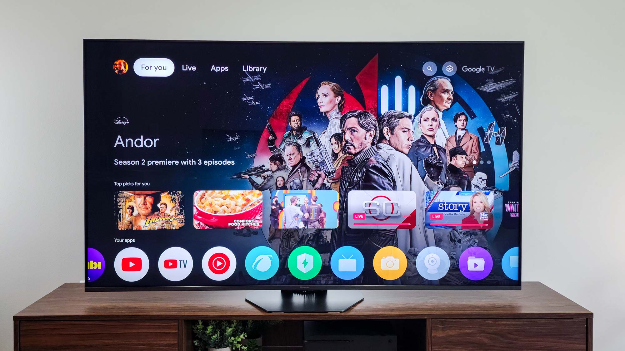 Google TV on a Hisense U8QG Mini-LED TV.