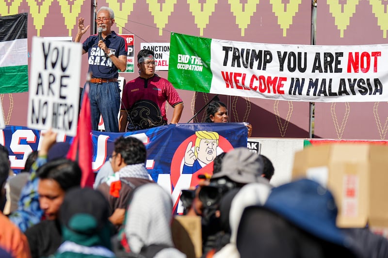 Anti-Trump protestors in Malaysia
