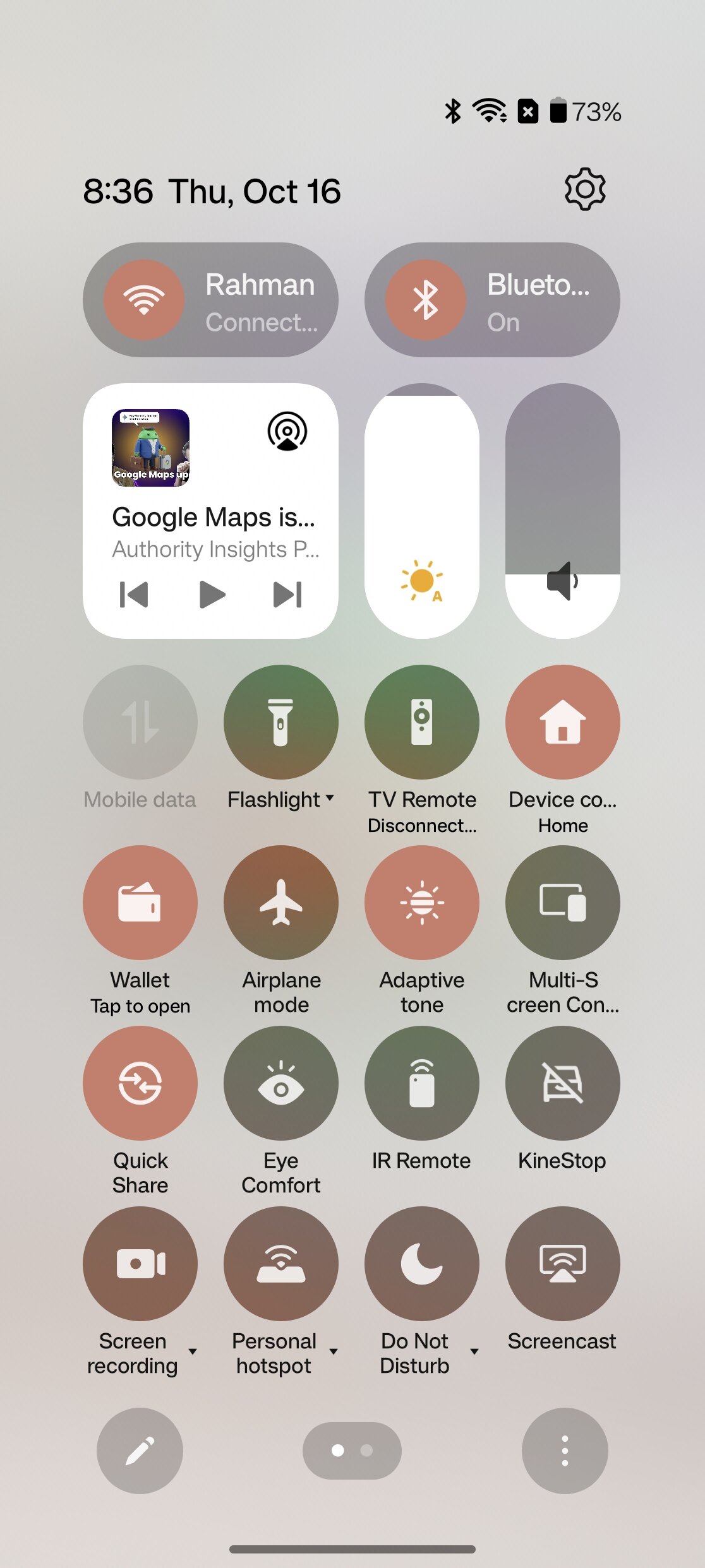 Quick Settings panel in OxygenOS 15