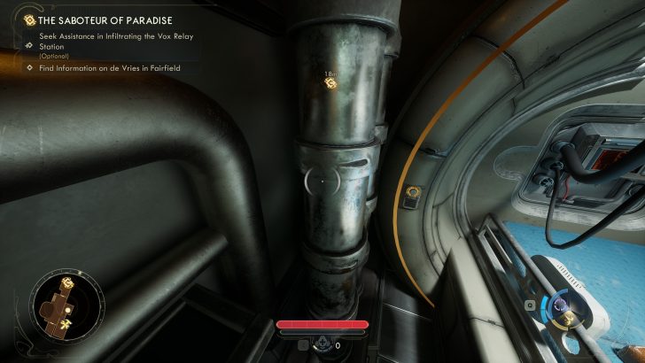 The Saboteur of Paradise quest screen with objective details in a sci-fi themed game interface.