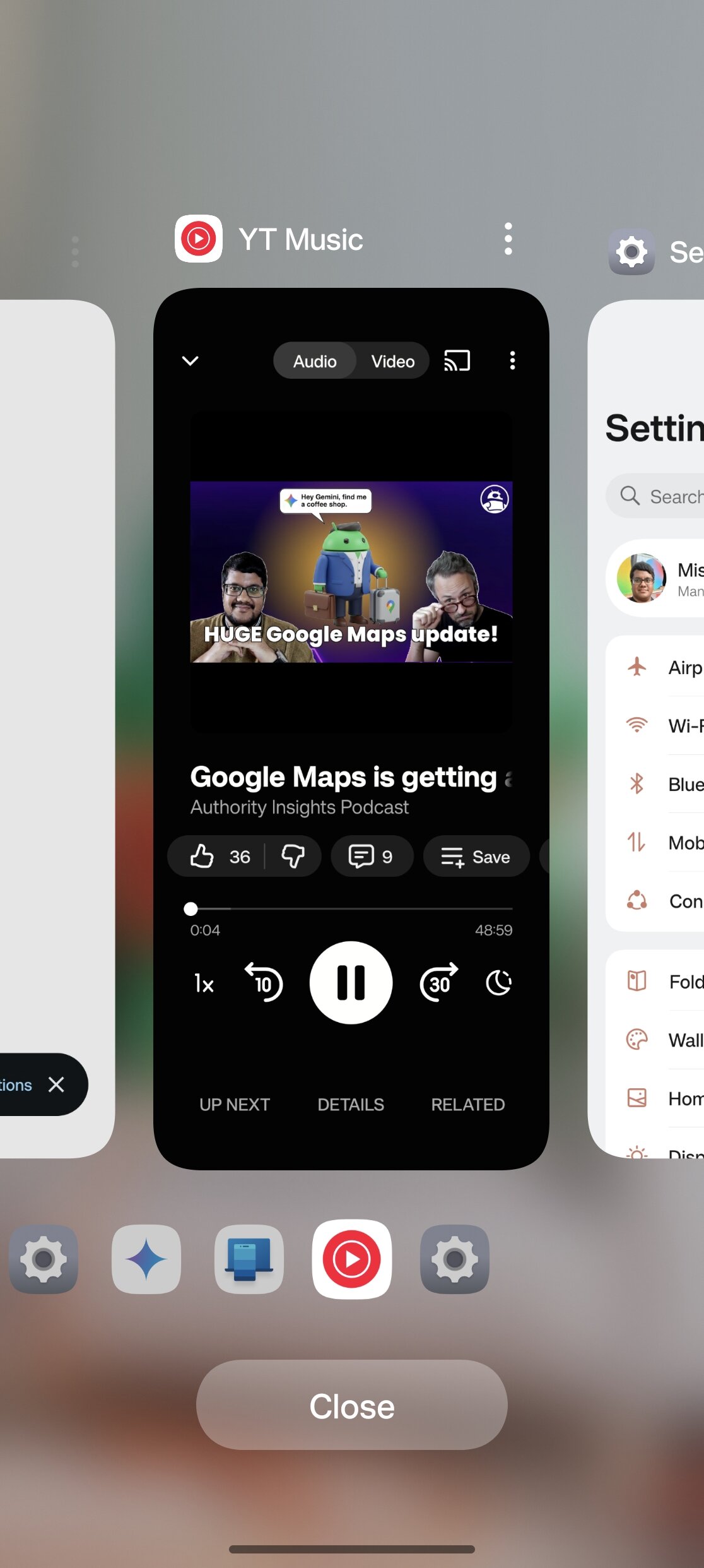 Transparent buttons in recents menu of OxygenOS 15