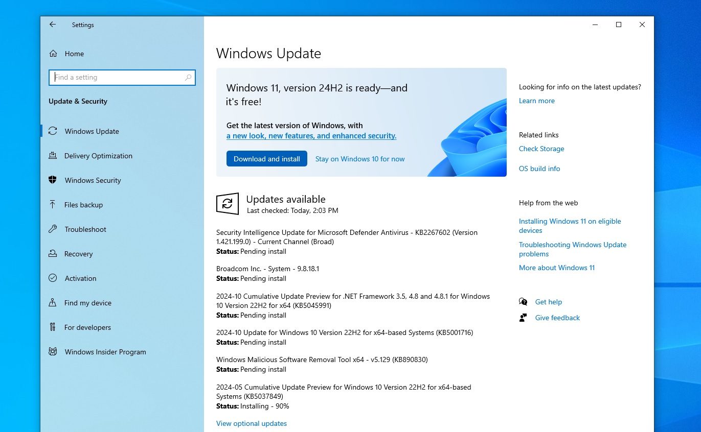 Windows 11 24H2 on Windows 10