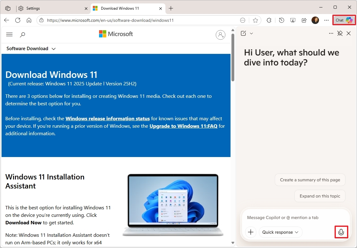 Microsoft Edge enable Copilot Vision