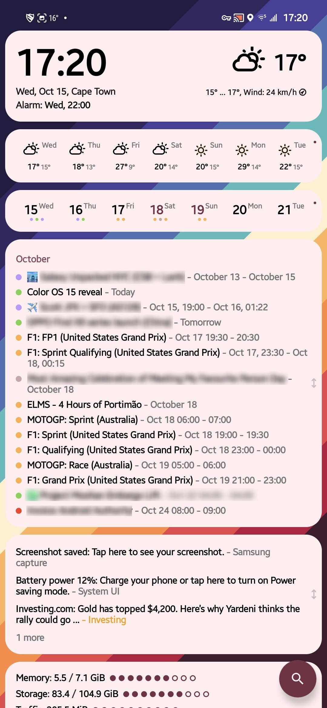 aio launcher screeshot home screen 1 calendar expanded