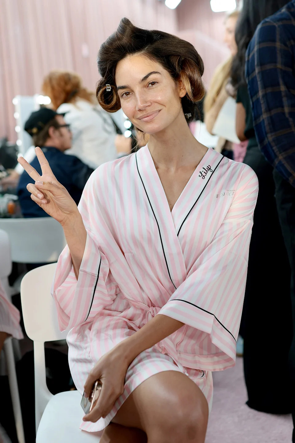 Lily Aldridge prepares.
