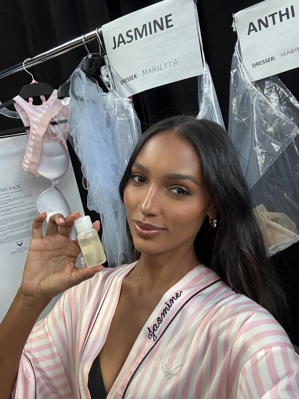 Photo of Jasmine Tookes backstage at the Victoria's Secret Fashion Show