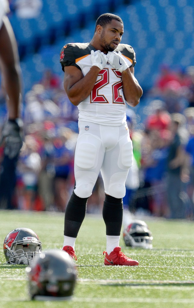Doug Martin wearing his Tampa Bay Buccaneers uniform.