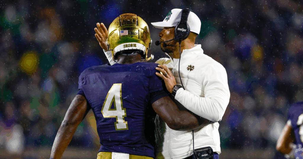 notre dame marcus freeman jeremiyah love