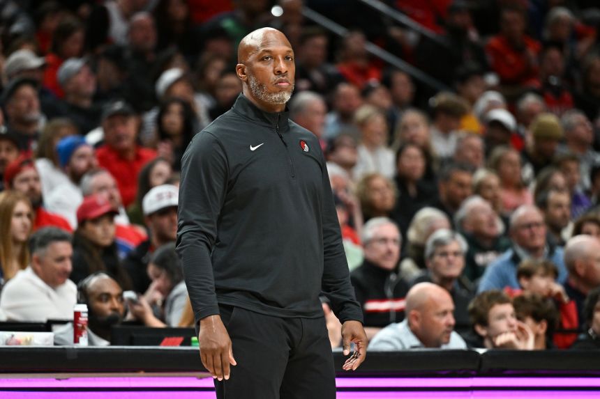 Head coach Chauncey Billups of the Portland Trail Blazers looks on during the first quarter against the Golden State Warriors at Moda Center on October 23, 2024 in Portland, Oregon.