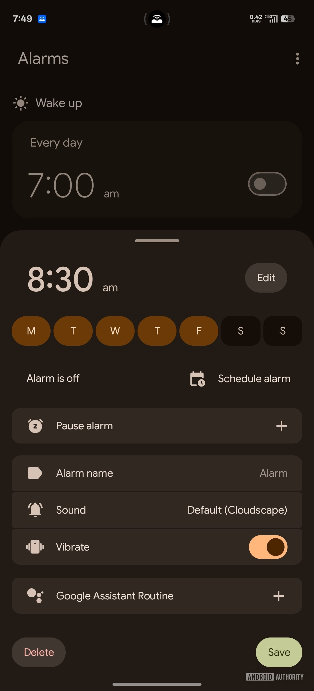 google clock assistant routine 1b