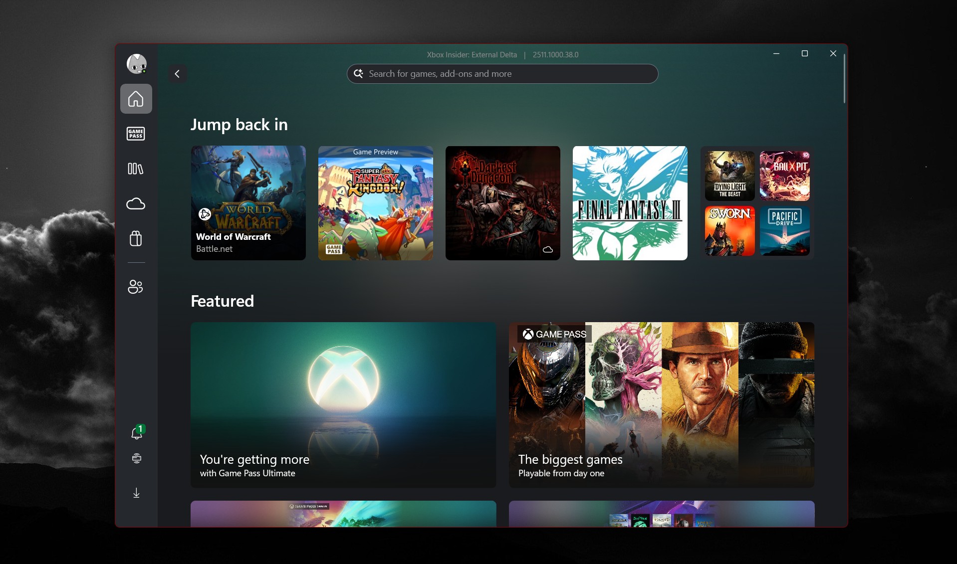 Xbox app in October 2025
