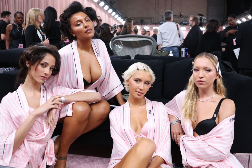 Yasmin Wijnaldum, Paloma Elsesser, Iris Law and Lila Moss get glammed up backstage before the Victoria's Secret Fashion Show